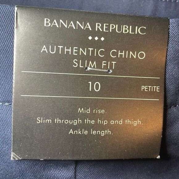 BANANA REPUBLIC Slim Flat Front Chino, Navy Blue, Size 10 Petite - Picture 10 of 13